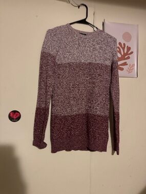 New Look Marled Crew Neck Sweater in Burgundy Ombre